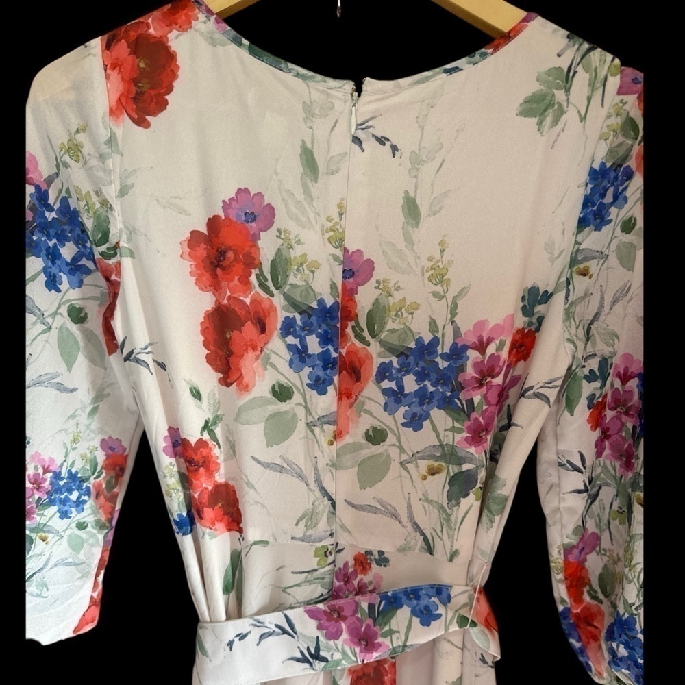 Yumi Kim Hudson Belted Maxi Dress 3/4 Blouson Sleeves Ivory Floral Small NWT - Picture 6 of 9